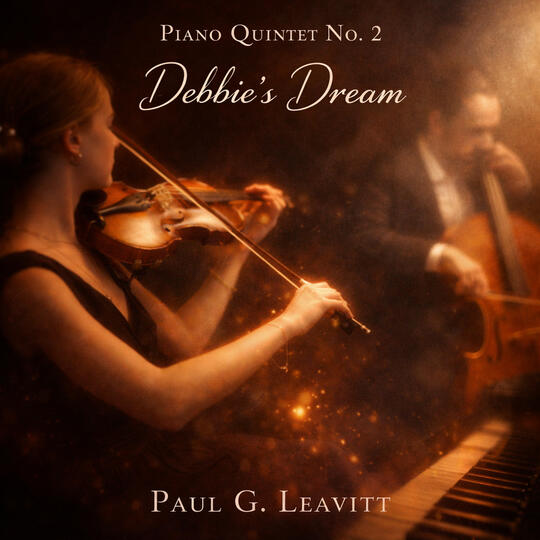 Album cover for “Debbie’s Dream” by Paul G. Leavitt, featuring a violinist and chamber ensemble