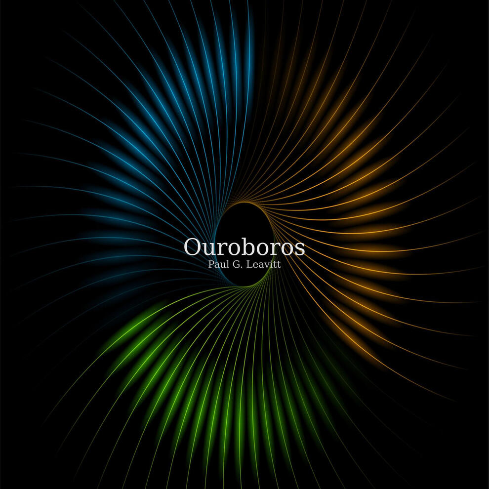 Album cover for “Ouroboros” by Paul G. Leavitt, featuring a circular abstract pattern symbolizing cycles